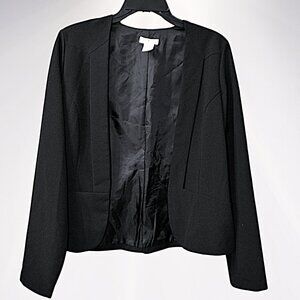 ABN Women’s Black Blazer–Open Front Pocket Jacket- Long Sleeve-Size Medium